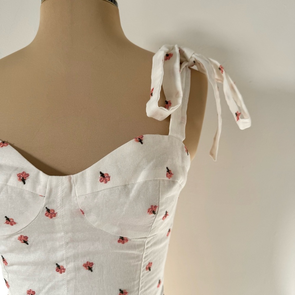 NWT Kourt Floral White Tie Strap Bustier Corset Top sz XS / 2 - Picture 8 of 16